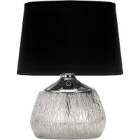 Licht-Erlebnisse Nachttischleuchte Keramik Stoff E14 25 cm Chrom Schwarz rund Modern Keramiklampe