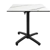 Restootab Klappbarer Terrassentisch im Compact HPL-Marmordekor weiß 70 x 70