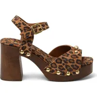 Lazamani Luisa Damen Wildleder-Clogs Leopard Größe 40