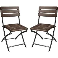 DELUKE Gartenstuhl 2er Set LENA Holz-Optik - Kunststoff, Braun | Klappstuhl Wetterfest Gartenstühle Outdoor Balkonstühle
