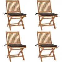 Syfax Klappbare Gartenstühle mit Kissen 4 Stk. Massivholz Teak