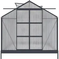 Vente-unique Polycarbonat-Gartengewächshaus 7,5 m² GREENEA II mit Sockel - Anthrazit