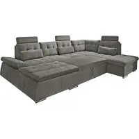 ED-Lifestyle Polstermöbel Couch "Nalo" Sofa Schlafcouch Bettsofa Schlafsofa Sofabett Wohnlandschaft ausziehbar braun-schwarz Ottomane links U-Form