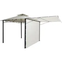 Mendler Pergola MCW-F94, Garten Pavillon, Stahl bewegliche Seitenwand 2,5x2,5m creme-beige