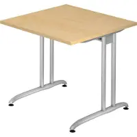 Proregal - Büromöbel mit top Leistungsdaten Schreibtisch Markku | Ahorn | BxT 80x80cm | Arbeitshöhe 72cm | höhenjustierbar 0-10 mm | C-Fuß-Gestell Silber | Rechteckform