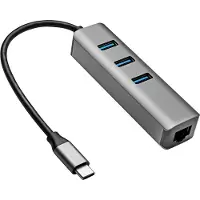 Akyga Hub USB C / 3x USB 3.1 / RJ45 AK-AD-66 Adapter z kartą sieciową Ethernet