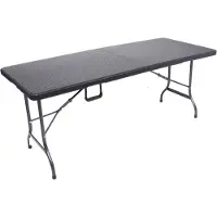 DELUKE Gartentisch MELVIN klappbar Rattan-Optik - Kunststoff, Schwarz, 180x74x73cm | Klapptisch Esstisch Wetterfest Outdoor Tisch