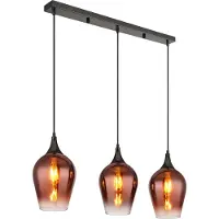 Globo Lighting Hängeleuchte Metall schwarz-chrom, Glas rot, klar verlaufend, Kabel Textil schwarz, Höhe kürzbar, LxBxH: 830x180x1200mm, exkl. 3x E27 60W 230V