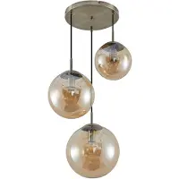 LINDBY Teeja 3 Cluster Pendelleuchte Amber - , Teeja, dimmbar, Bronze / Altmessing, für Wohnzimmer, Glas, Modern