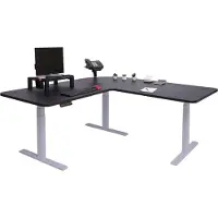 Mendler Eck-Schreibtisch HWC-D40, Computertisch elektrisch höhenverstellbar 178x178cm 84kg MVG schwarz, grau