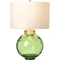 Elstead Lighting Kara Zeitgenössische Schreibtischlampe Glas Metall Messing Grün 1 Licht E27