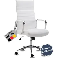 DELUKE Bürostuhl Ergonomisch SONOD Schreibtischstuhl mit Rollen | Höhenverstellbarer Drehstuhl, Arbeitsstuhl mit Armlehne | Chefsessel, Computerstuhl 135 kg | Weiß