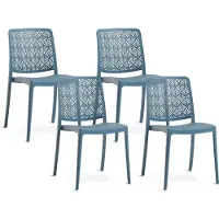 Idea New Garden Srl 4er-Set stapelbare Stühle aus Polypropylen mit Glasfasern für Garten oder Innenbereich, wasserabweisend und widerstandsfähig - YARA - Petrol