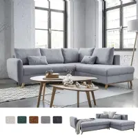 Miuform Scandic Lagom - Ecksofa mit Bettfunktion L-FORM RECHTS - 242x202cm - Grau - Sofa Schlafsofa Couch