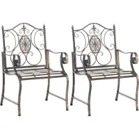 DELUKE 2er Set Gartenstühle AUSTIN - Metall Bronze 62x53x94 cm | Gartenstuhl Metall Terrassenstuhl Antik Verzierung Stühle Garten Balkon