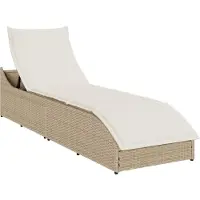 Syfax Klappliege mit Auflage und Stauraum Beige Poly-Rattan