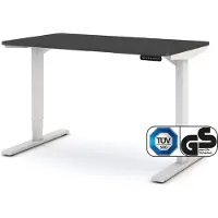 Assmann Elektrisch höhenverstellbarer Schreibtisch Y-Line Curved Anthrazit Weiß, 120x70cm, Memoryfunktion, 2-fach-Motorik