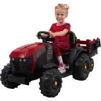 Actionbikes Motors Traktor mit Anhänger | Kinder Elektrotraktor - Kindertraktor - Kinderauto elektrisch - Bulldog - Fernbedienung - ab 3 Jahre (Rot)