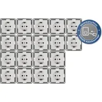 ETT 18x Schutzkontakt-Steckdose McPower "Cup", 250V/16A, UP, Klemmanschluss, weiß, poliert / Hochglanz