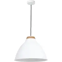 Licht-Erlebnisse Pendelleuchte Vintage "Skal" Weiß Metall Holz Hängelampe Wohnzimmer Esszimmer Esstisch