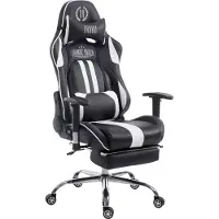 TPFLiving Racing Bürostuhl Limitless mit Fußablage schwarz/weiß