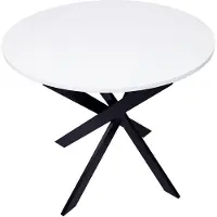 Skraut Home Runder Esstisch, Modell ZEN, 90x90x77cm, farbe mattweiß, matt Schwarze metallbeine lackiert