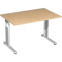 Geramöbel Schreibtisch feste Höhe, 1200x800x720, Buche/Silber, S-618102-BS