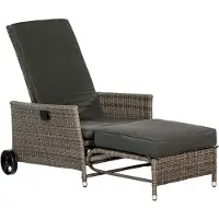 Merxx Komfort Deckchair, inkl. Kissen und Fußhocker, durch Gasdruck verstellbar - Stahl/Kunststoffgeflecht