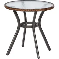 Merxx Gartentisch Ravenna, rund 70 cm, schoko - Aluminium/Polyrattan