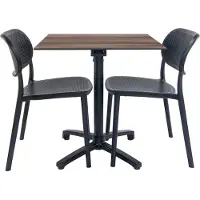 Restootab Klappbarer Tisch aus dunklem Holz + 2 Stühle für die Terrasse