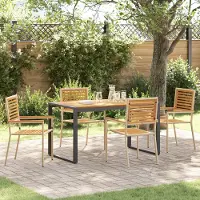 vidaXL 5-teiliges Garten Esszimmer Set Beige Poly Rattan Akazie, Gartenstühle DesignMöbel Neu