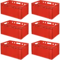 BRB-Lagertechnik 6x Fleischkasten / Eurobehälter E3, 600 x 4000 x 300 mm, lebensmittelecht, rot