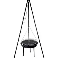 Chefgastro OUTDOOR Holzkohlegrill | leicht zu transportieren | HxB: 150x51cm | aus rostfreier Stahl | Grillfläche Ø 51 cm | Hängegrill