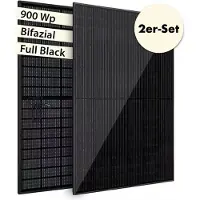 Vale leistungsstarkes Solarmodul Set, 2 x bifaziale Solarpanele, 900 Wp - Solaranlage Set für private Energieerzeugung, Balkonkraftwerk