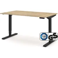 Assmann Elektrisch höhenverstellbarer Schreibtisch Y-Line Eiche Natura Schwarz, 140x80cm, Memoryfunktion, Kollisionsschutz, 2-fach-Motorik