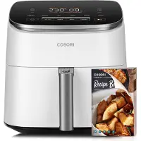 Cosori Turboblaze Heißluftfritteuse Airfryer, 9-in-1 Air Fryer XXL 6L, leiser DC Motor mit 5 Geschwindigkeitsstufen, Grillen, Backen, Gären, Dehydrieren, 87 Rezepte, 64% energiesparend, Weiß