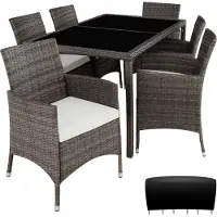 TecTake Rattan Sitzgruppe Porto für 6 Personen