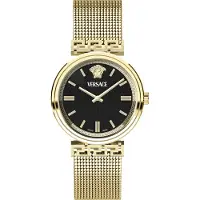 Versace VETCA0724 Mythos schwarz gold Edelstahl Armband Uhr Damen NEU