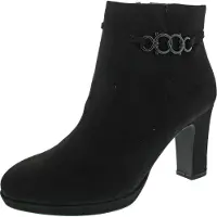 Tamaris High-Heel-Stiefelette , Damen, Gr. 38, Synthetik Textil, schwarz, Veloursleder, unifarben, Schuhe High-Heel-Stiefelette, Businessschuh, High-Heel-Stiefelette mit dezenter Verzierung, Topseller