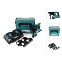 Makita DHR 280 PG4J 2 x 18 V 36 V Li-Ion Akku Bohrhammer 28 mm Brushless für SDS-PLUS im Makpac + 4 x 6,0 Ah Akku + Doppelladegerät