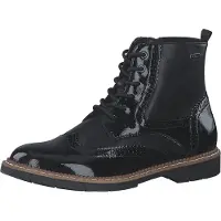 s.Oliver Damen Stiefelette Lack Brogue Schnürboot Lochmuster 5-25255-43, Größe:37 EU, Farbe:Schwarz