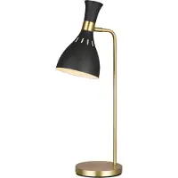 FEISS Zeitgenössische Schreibtischlampe Joan Stahl Schwarz Brüniert Messing 1 Licht E27