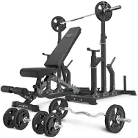 Marbo-sport Set MS2_2.0_83KG_G | Doppelseitige Bank + verstellbare Ständer + Stangen- und Hantelscheiben gummiert Set 83 kg - Marbo Sport