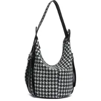 Collezione alessandro Rucksackhandtasche Hahnentritt als Rucksack und Schultertasche in schwarz-weiss von