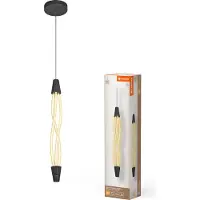Ledvance LECVANCE Decor Swirl Pendelleuchte Vert aus geschwungenem Polycarbonat mit LED und Filament-Design, 18 W, 1800 lm, 3000 K, 830 warmweiß, Click dimmbar, dunkelgrau, Kunststoff (PC), 15 mm, IP20