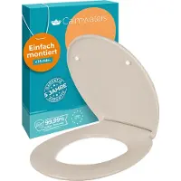 Calmwaters Premium WC Sitz einfache Montage, Toilettendeckel bis 250 kg, EU, antibakterieller Duroplast, doppelte Absenkautomatik, 2 Montage Optionen, abnehmbar, Klobrille, oval, Pergamon