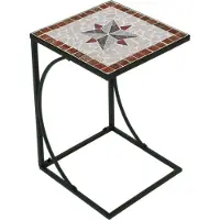 DELUKE Gartentisch TARIK - Stahl, Schwarz, 35x35x53cm | Garten Beistelltisch Wetterfest Outdoor Tisch
