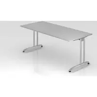 Proregal - Büromöbel mit top Leistungsdaten Schreibtisch Markku | Grau | BxT 180x80cm | Arbeitshöhe 72cm | höhenjustierbar 0-10 mm | C-Fuß-Gestell Silber | Rechteckform