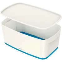 Leitz Aufbewahrungsbox MyBox Klein A5 mit Deckel ABS weiß/blau Packung mit 4 Stück