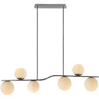 LINDBY Hängelampe Avalyn, nickelfarben, Glas, 110 cm, E14